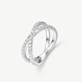 Criss Cross Lab Grown Diamond Wedding Band Ring in Sterling Silver