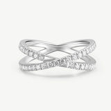 Criss Cross Lab Grown Diamond Wedding Band Ring in Sterling Silver
