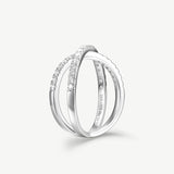 Criss Cross Lab Grown Diamond Wedding Band Ring in Sterling Silver