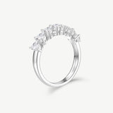 Heart Cut Diamond Half Coverage Wedding Band Ring in Sterling Silver