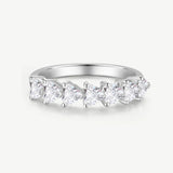Heart Cut Diamond Half Coverage Wedding Band Ring in Sterling Silver