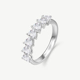 Heart Cut Diamond Half Coverage Wedding Band Ring in Sterling Silver