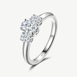 Oval Cut Lab Grown Diamond Three Stone Engagement Ring in Sterling Silver