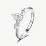 Pear Cut Lab Grown Diamond Engagement Ring in Sterling Silver