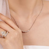 "Wave of Brilliance" Pave Lab Grown Diamonds Curve Bar Pendant Necklace