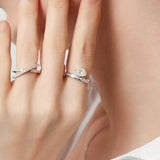 Oval Cut Channel Set Baguette Diamond Engagement Promise Ring in Sterling Silver