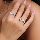 "Radiant Muse" Oval-Cut Diamond Engagement Promise Ring in Sterling Silver