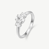 Oval Cut Three Stone Engagement Promise Ring in Sterling Silver