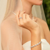 Oval Cut Lab Grown Diamond Three Stone Engagement Ring in Sterling Silver