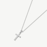 "Sleek Serenity" Paved Diamond Cross Pendant Necklace