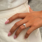 "Promise in Bloom" Pear-Cut Diamond Halo Engagement Promise Ring in Sterling Silver