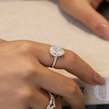 "Timeless Accord" Pear Cut Halo Lab Grown Diamond Engagement Ring in 14K Gold