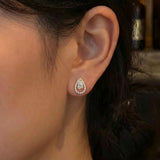 "Halo of Grace" Pear Shaped Halo Lab Grown Diamond Stud Earrings in 14K Solid Gold