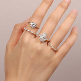 "Timeless Accord" Pear Cut Halo Lab Grown Diamond Engagement Ring in 14K Gold