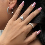 Pear Cut Lab Grown Diamond Engagement Promise Ring in Sterling Silver