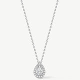 Pear-Cut Diamond Halo Pendant Necklace in Sterling Silver