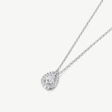 Pear-Cut Diamond Halo Pendant Necklace in Sterling Silver