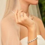 Pear Cut Lab Grown Diamond Engagement Ring in Sterling Silver