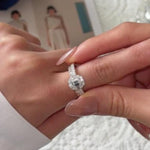 Agvana emerald cut halo promise ring with band