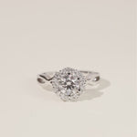 Agvana round cut halo twist vine promise ring