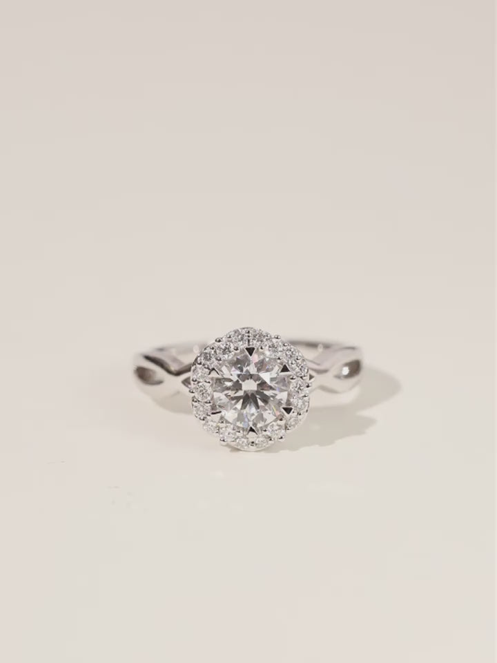 Agvana round cut halo twist vine promise ring