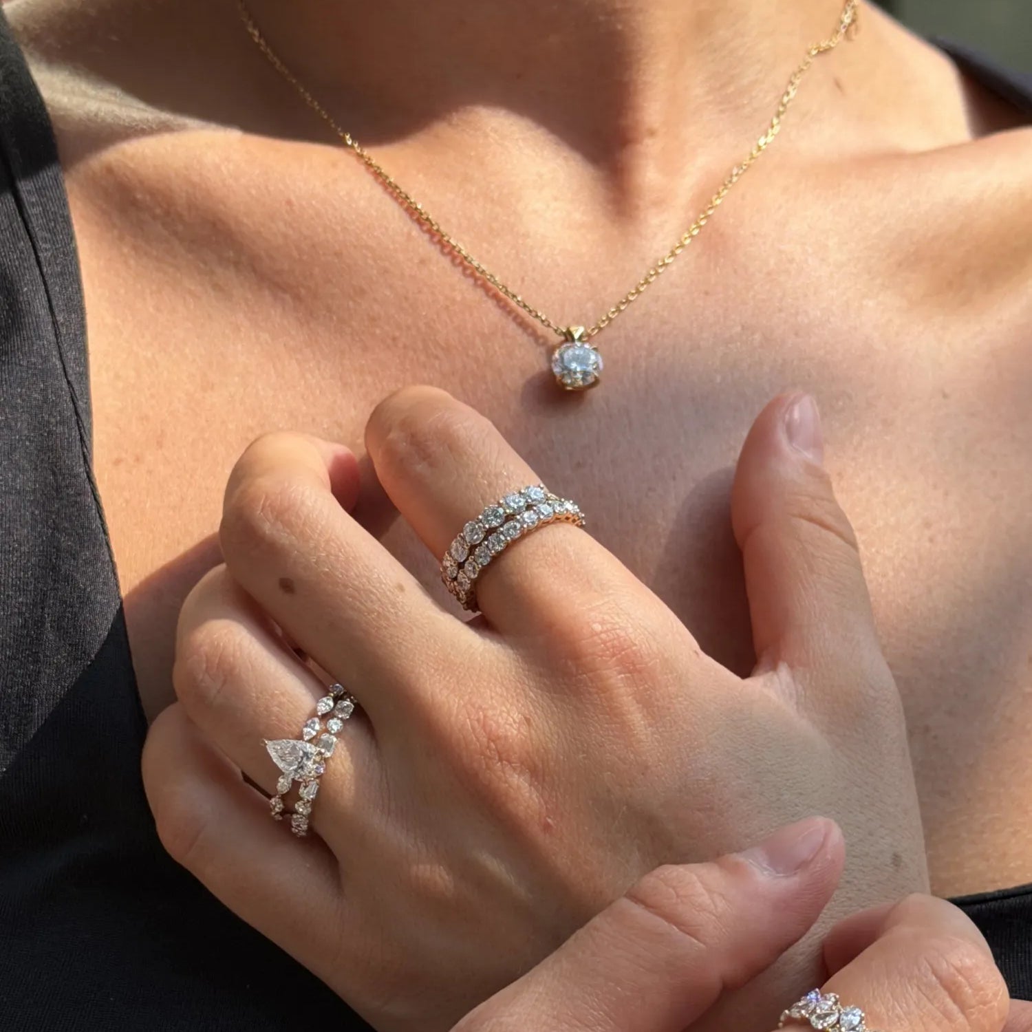 "Heart of Light" Brilliant Round Lab Grown Diamond Solitaire Necklace in 14K Solid Gold