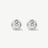 Classic Bezel Round Lab Grown Stud Earrings