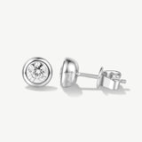 Classic Bezel Round Lab Grown Stud Earrings