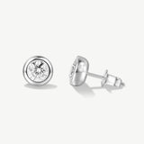 Classic Bezel Round Lab Grown Stud Earrings
