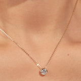 "Ray of Light" Bezel Setting Round Lab Grown Diamond Pendant Necklace in 14K Solid Gold