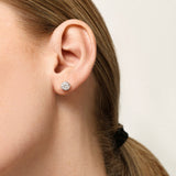 Classic Bezel Round Lab Grown Stud Earrings