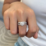 "Halo of Devotion" Halo Setting Four Prong Engagement Ring Sterling Silver