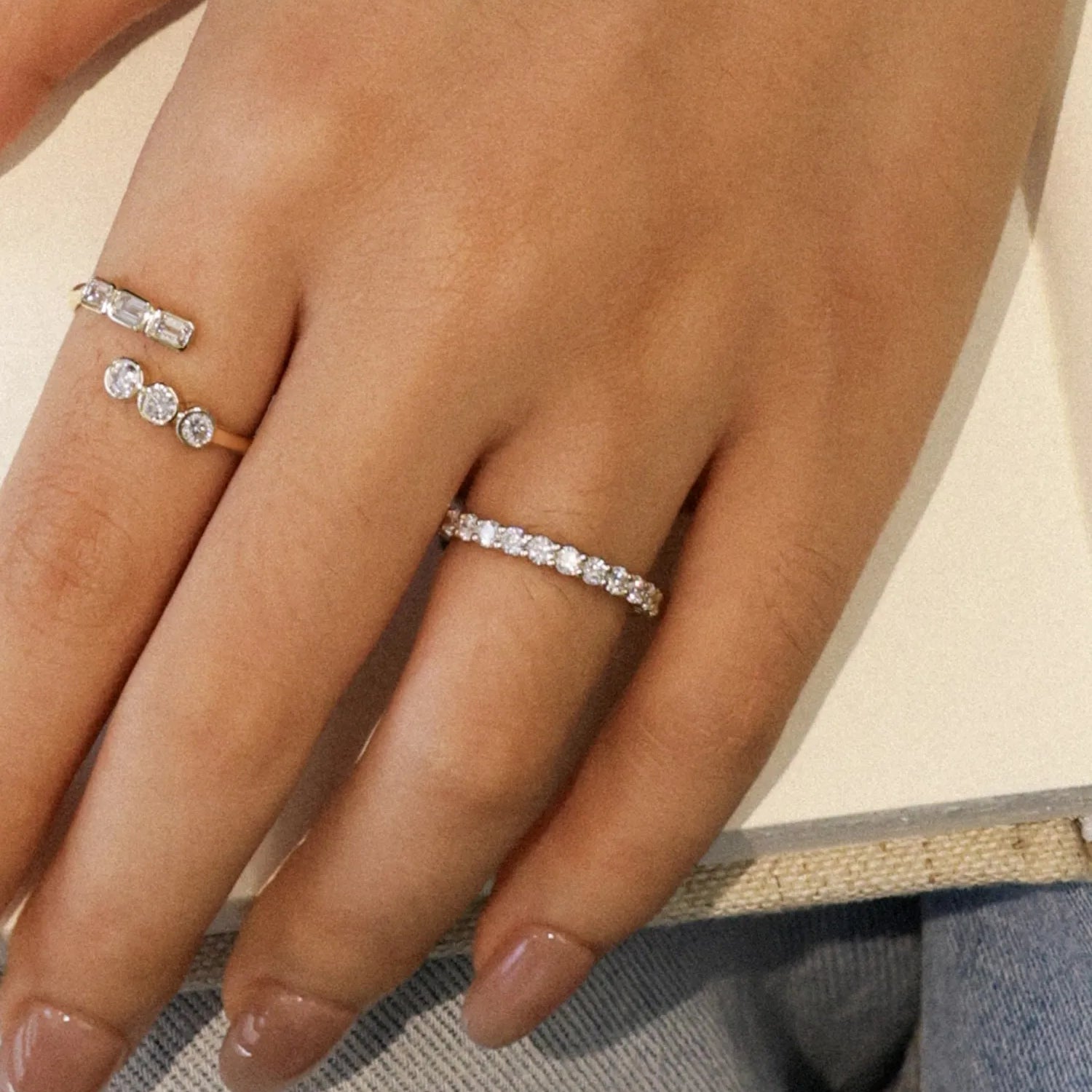 "Eternal Glow" Half Eternity Wedding Band Ring in Sterling Silver