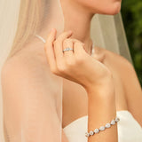 Three Stone Round Cut Lab Grown Diamond Engagement Ring in Sterling Silver